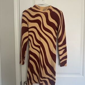 Zara Beige and Brown Knit Dress